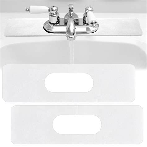 Tioncy 2 Pcs Faucet Mat Sink Splash Guard Oval-hole Oval Splash Pad for ...