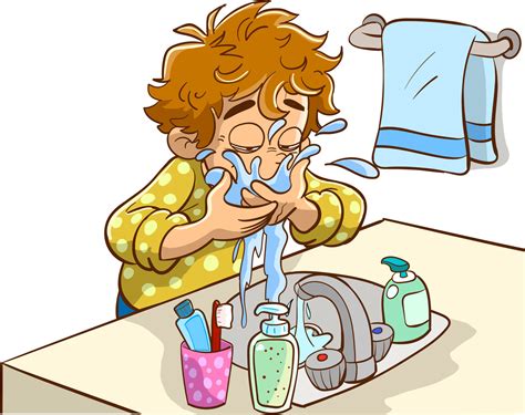 Washing Face With Soap Cartoon