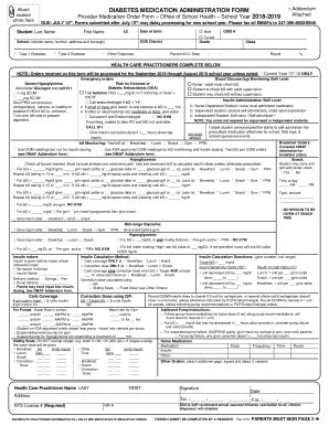 Fillable Online Diabetes Medication Administration Form - schools.NYC ...