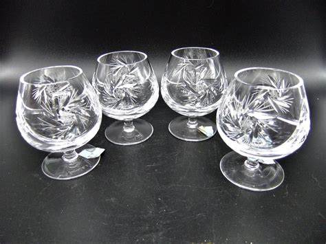 Vintage Small Crystal Brandy Snifters - Pinwheel Pattern