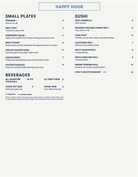 Menu at Bamboo Sushi restaurant, Beaverton