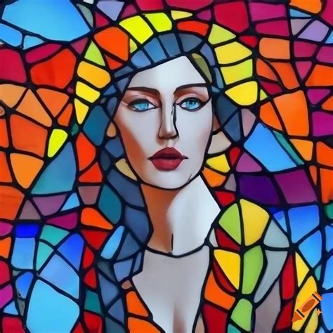 Stained glass artwork of a woman on Craiyon