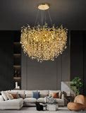 800 MM Crystal Gold LED Tree Chandelier Light for Living Room Round ...