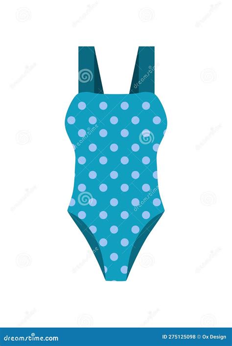 Blue Swim Suit. Vector Illustration. Isolated on White Background. Dots ...