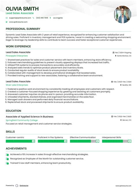 10+ Lead Sales Associate Resume Samples & Templates for 2025