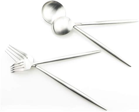 Buy Gugrida 5 Pieces Matte Silver Flatware Set, 18/10 Stainless Steel ...