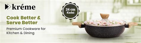Buy Kreme Venetia Premium Series Non-stick Kadai/Kadhai With Lid ...