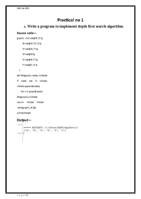 Shubham ai - thank - Practical no 1 A. Write a program to implement ...
