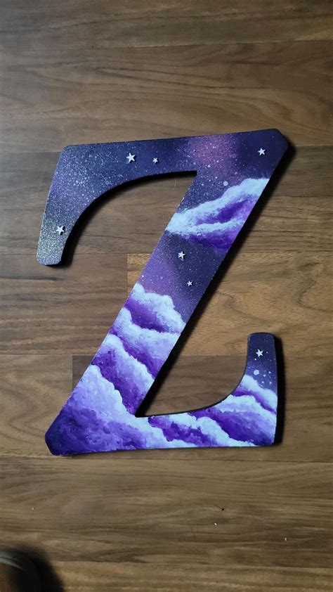 Purple Clouds and Stars: Letter Z Art