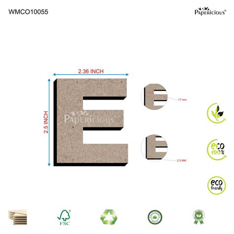 PAPERICIOUS 2.5 inch MDF Capital Letter Alphabet - E