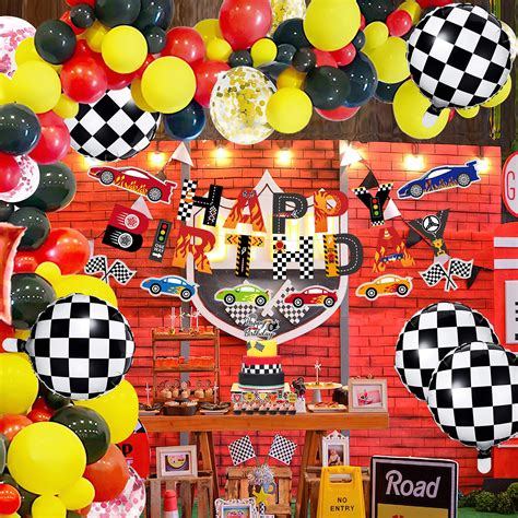 108 Pieces Race Car Party Decorations Set with Happy Birthday Balloon ...