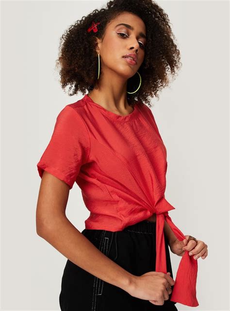Buy Women Solid Knotted Crop Top Online at just Rs. 599.0 ...
