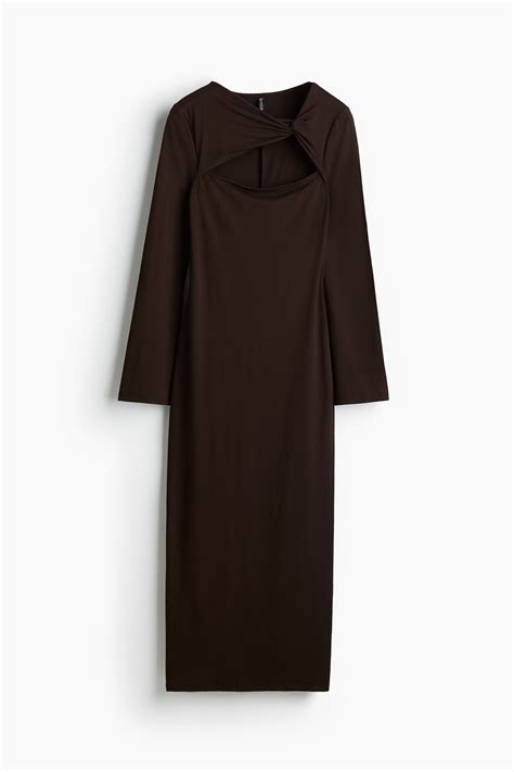 Cut-out bodycon dress - Dark brown - Ladies | H&M IN
