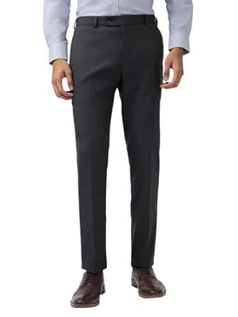 Buy Raymond Men Slim Fit Checks Pattern Poly Viscose Blend Flat Front ...