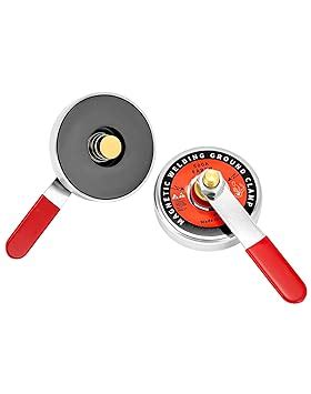 QWORK Magnetic Welding Ground Clamp, 2 Pcs 4" 500A Round Magnet with ...