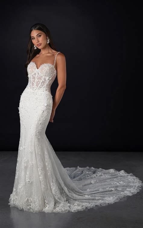 Floral Lace Fit-and-Flare Wedding Dress | Martina Liana