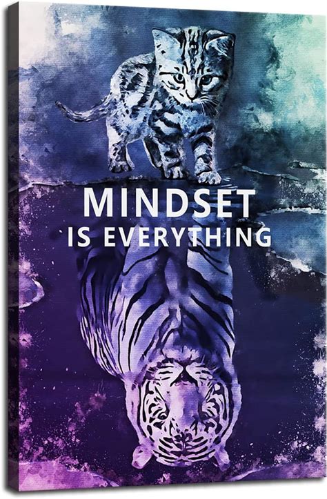 KSIW-Mindset is Everything Inspirational Canvas Wall Art Small Cat Big ...