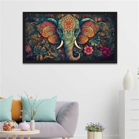 DEKORSTATION Gentle Majesty Elephant Head Floating Framed Canvas Wall ...