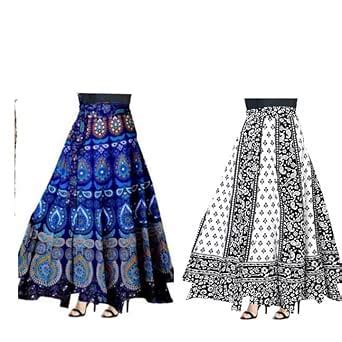 Buy Gavika Fashion Women's Cotton Jaipuri Sanganeri Print, Wrap Around ...