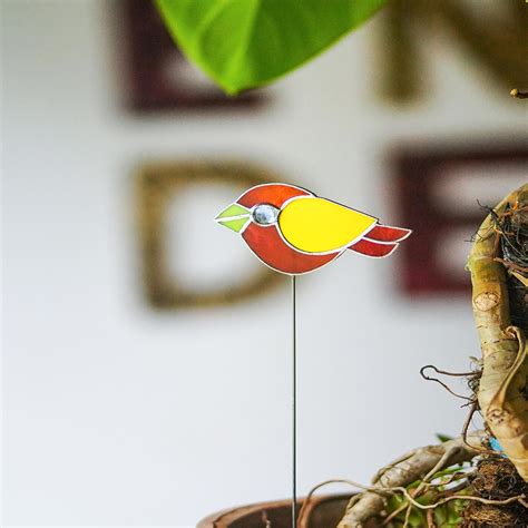 Buy Handcrafted Stained Glass Bird Garden Stake Online On Zwende