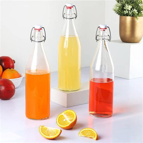 CELLO Aquaria Glass Water Bottle Set of 3, 1000ml Transparent | Freezer ...