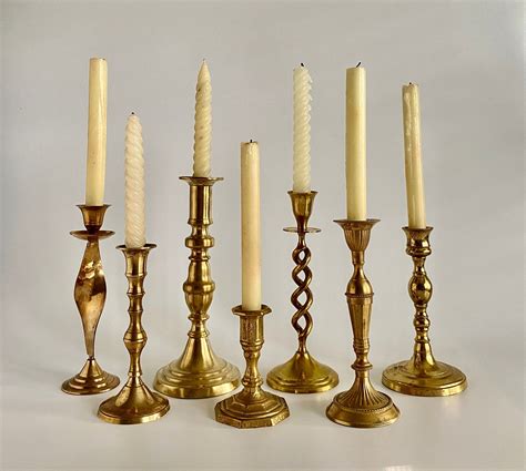 Just added to my shop: Vintage Brass Candlesticks, Set of 7, Mismatched ...