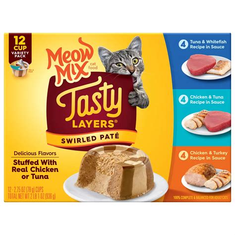 Meow Mix Tasty Layers Swirled Pate Wet Cat Food Variety Pack - Shop ...