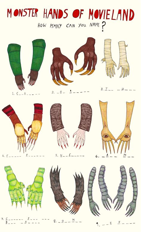 Can you recognize these monster hands? | Monster hands, Illustration ...