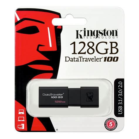 Memoria USB de 128GB Kingston DataTraveler 100 Generation, USB 3.1 / 3. ...
