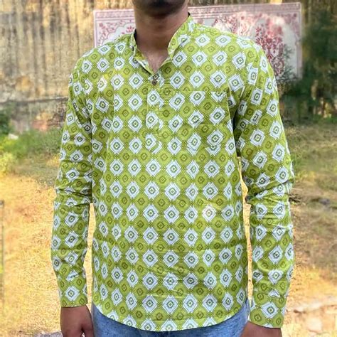 Men Green Ikat Print Slim Fit – BlockPrintCo