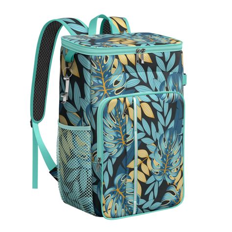 Leafy Botanical Backpack Cooler, Leak Proof Insulated Lunch Cooler Bag with Hawaiian Print for ...