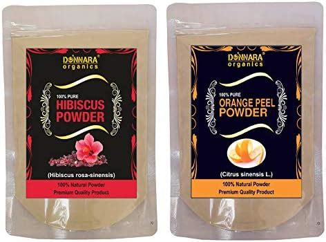 Donnara Organics 100% Pure Hibiscus Powder & Orange Peel Powder (Rosa ...