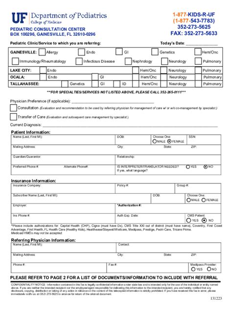 Pediatric Consultation Referral Form - Blank Fillable Template | Fill ...