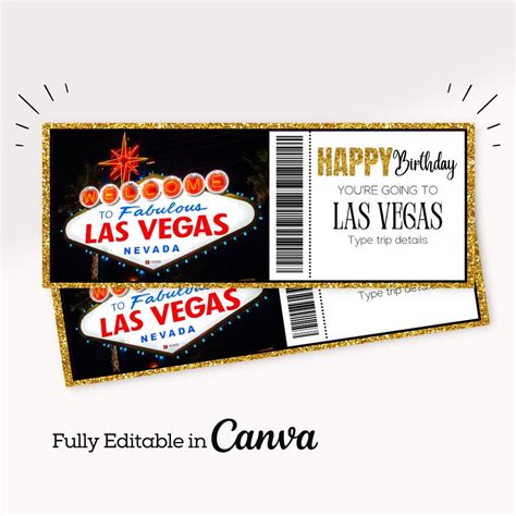 Birthday Las Vegas Boarding Pass Ticket | Printable Airline Ticket Trip ...