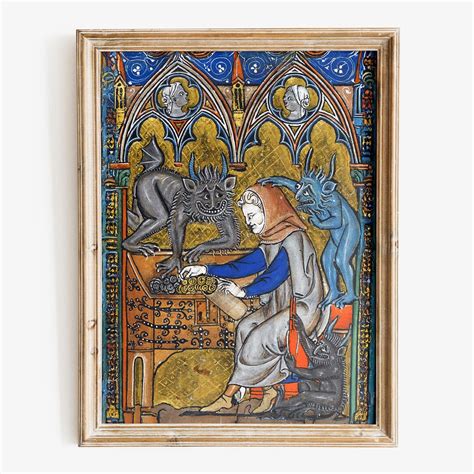 Medieval Demons of Avarice Art Print, Weird Medieval Art, Medieval ...