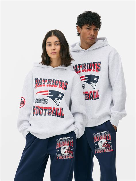 Mens;Womens;Unisex Grey Marl NFL New England Patriots Team Hoodie | Primark