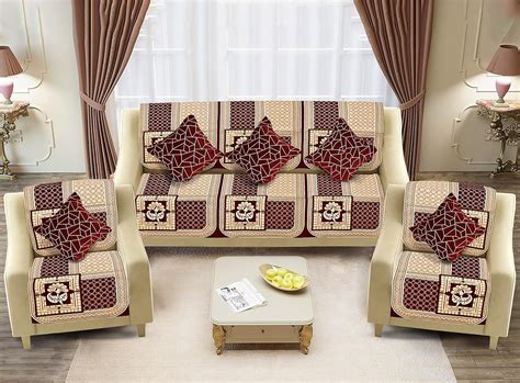 Dazzling DECOR Velvet Sofa Cover with Cushion Covers Set of 5 Seater ...