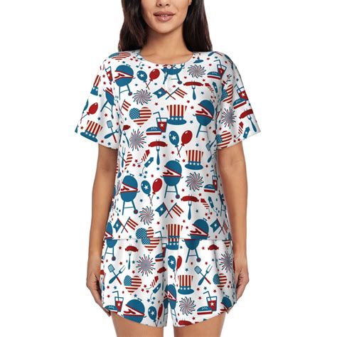 Vsdgher Fourth Of July Party Pattern Womens Pajamas 2 Piece Short ...