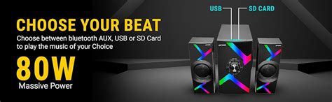 Ant Esports GS80,80W 2.1 Channel Bluetooth Multimedia RGB Speaker with ...