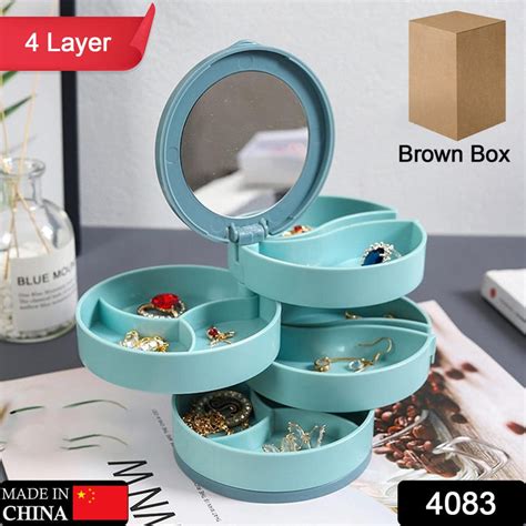 4 Layers Jewellery Box with Mirror Storage Organizer | DeoDap