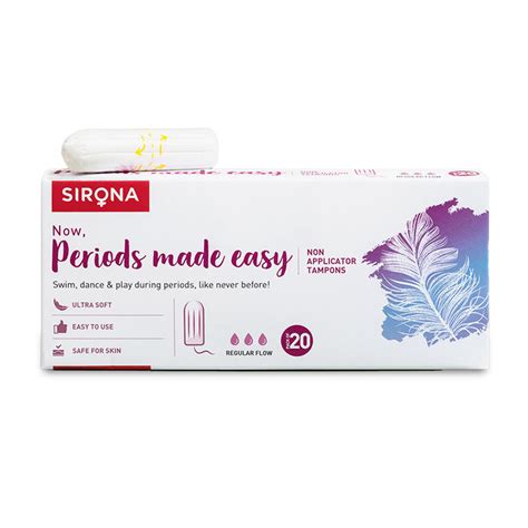 Buy Sirona Now Periods Made Easy Regular Flow Tampons, 20 Count | 19 ...