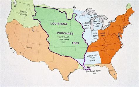 Map showing the expansion of the United States with the Louisiana ...