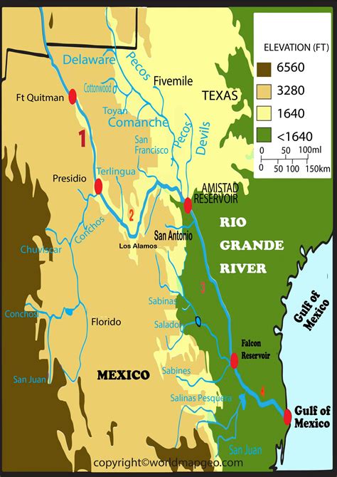 Rio Grande River Map Texas US Printable Map