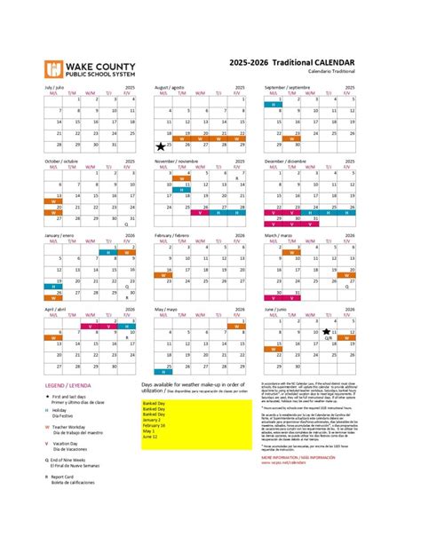 Wake County Schools Calendar 2025-2026 [Public Schools]