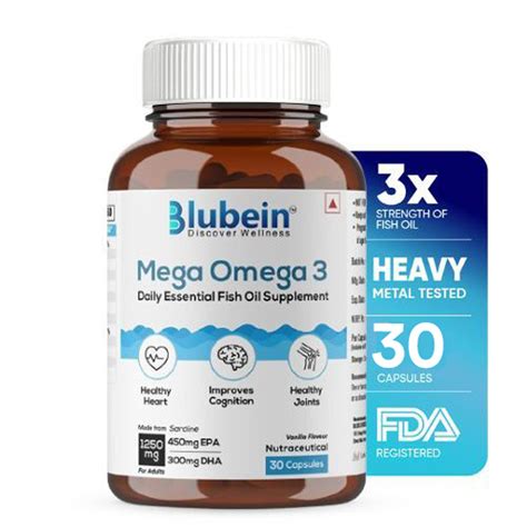 Buy Blubein Mega Omega 3 1250 mg Vanilla Flavour SG Capsule 30's online ...