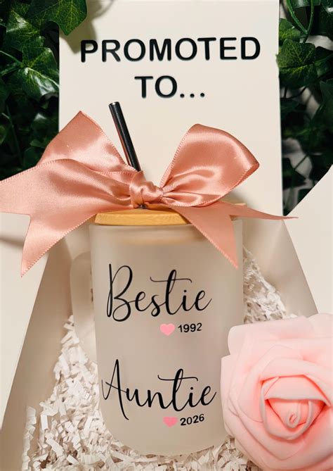 Bestie Auntie Pregnancy Announcement Glass Mug, Gift Box Set - Etsy UK ...