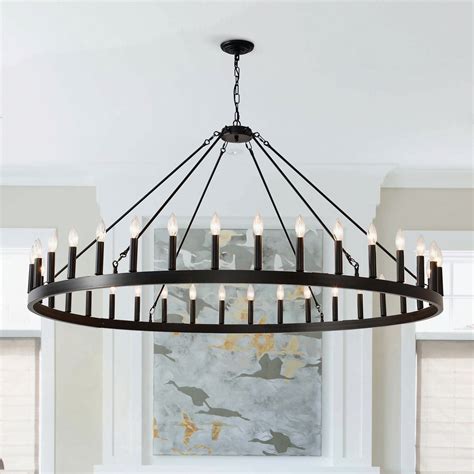 17 Stories 60INCH 36-Light Extra Large Wagon Wheel Chandelier, Black ...