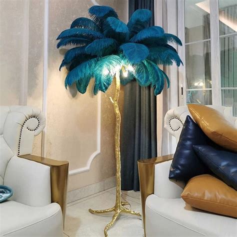 NileMAll Floor Lamp, Natural Ostrich Feather Floor Lamp, Modern Luxury ...