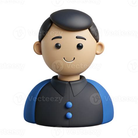 Smiling 3D Cartoon Character Avatar with Blue and Black Clothing ...
