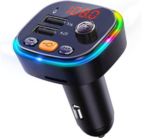LENCENT Transmisor FM Bluetooth para Auto, Reproductor Música para Carro, Adaptador Bluetooth ...